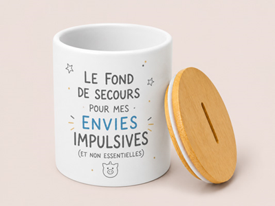 Tirelire en céramique avec couvercle en bambou